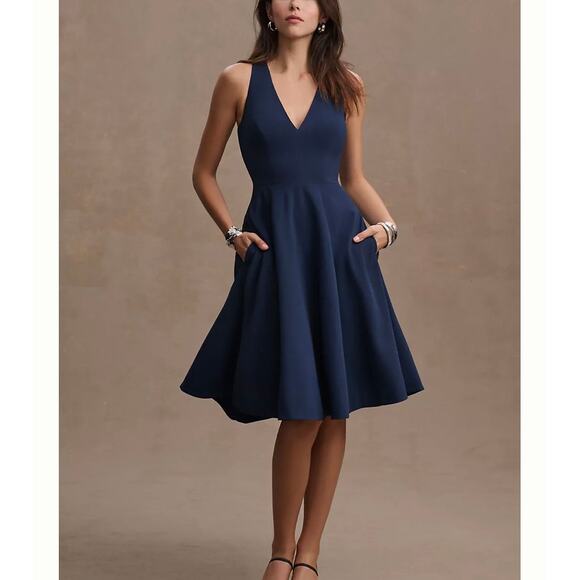 Dress the Population Catalina Fit Flare Midi Cocktail Midnight Blue XS - Picture 6 of 6